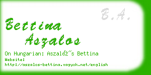 bettina aszalos business card